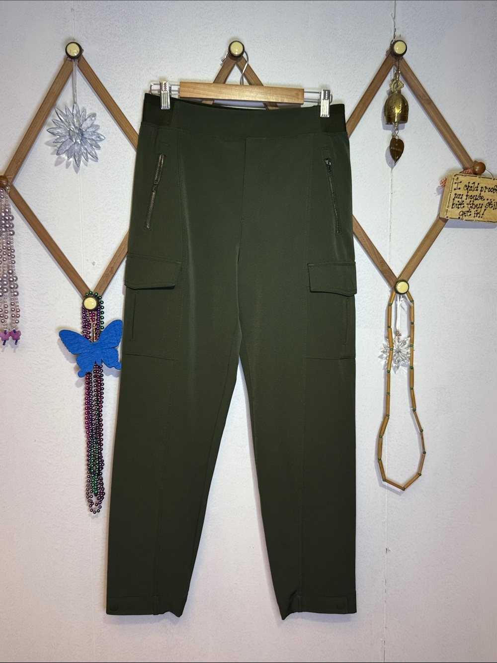 Athleta Olive Green Cargo Tapered Pants